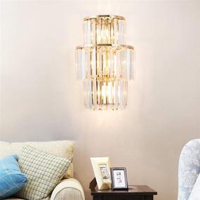 img 3 attached to 🌙 Ночник Mooni Gold Crystal Wall Sconces Lighting - Идеально подходит для кроватей, коридоров, гостиных комнат | Стиль фермерского дома, размеры 12 дюймов длина x 16.5 дюймов высота