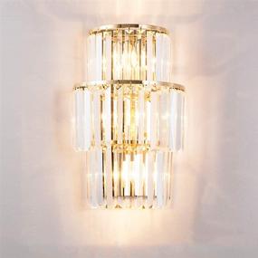 img 2 attached to 🌙 Ночник Mooni Gold Crystal Wall Sconces Lighting - Идеально подходит для кроватей, коридоров, гостиных комнат | Стиль фермерского дома, размеры 12 дюймов длина x 16.5 дюймов высота