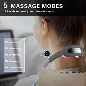 img 2 attached to KZED Neck Massager with Heat Kneading and Smart Pulse Massage for Pain Relief - Pocket Size Portable Foldable, 5 Modes 15 Levels Deep Tissue Massager for Women and Men (Gray) - Perfect Gift