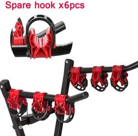 img 2 attached to 🚲 Convenient and Versatile 6pcs/Set Car Trunk Mount Bike Rack Hitch Stand Carrier with Spare Hooks and Rubber Straps in Red & Black