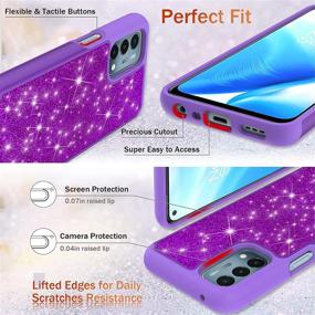 img 1 attached to Sparkling Glitter Phone Case with Tempered Glass Screen Protectors - Dual Layer Hybrid Cover for OnePlus Nord N200 5G - Purple - Ideal for Women and Girls - Bling Cute Design - Sparkle Cell Phone Case