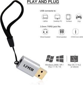 img 1 attached to LZYCO USB Audio Adapter with 3.5mm Aux TRRS Jack for Headphone & Microphone - 🔌 External Stereo Sound Card with Integrated Audio Out, Silver - Not Compatible with TV or Car Systems