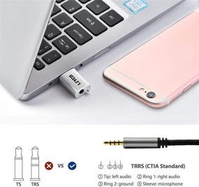 img 2 attached to LZYCO USB Audio Adapter with 3.5mm Aux TRRS Jack for Headphone & Microphone - 🔌 External Stereo Sound Card with Integrated Audio Out, Silver - Not Compatible with TV or Car Systems