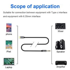 img 2 attached to 🎧 Yeung Qee USB C to 6.35mm Audio Stereo Cable - Type C to 1/4 TRS TS Aux Adapter (3ft) for Amplifiers, Home Theater, Mixing Console