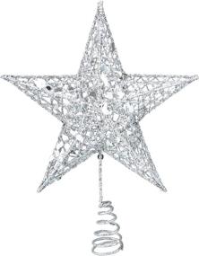img 4 attached to 🎄 Sparkling Silver Metal Glittered Christmas Tree Topper - Stylish Wire Star Ornament for Christmas Tree Decoration