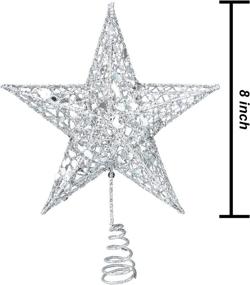 img 3 attached to 🎄 Sparkling Silver Metal Glittered Christmas Tree Topper - Stylish Wire Star Ornament for Christmas Tree Decoration