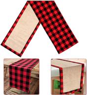 🎄 fowecelt buffalo check table runner - 14 × 84 inch cotton burlap plaid christmas reversible red and black checkered table runner for holiday table decor, family dinners, outdoor or indoor party logo
