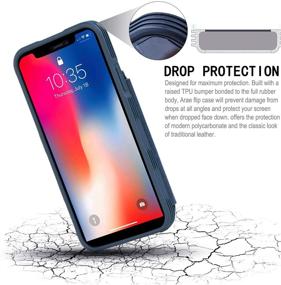 img 2 attached to 📱 Arae Card Pocket Wallet Case for iPhone X/Xs - Shockproof PU Leather Back Flip Cover for iPhone X/Xs 5.8" (Blue)