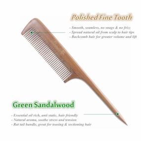 img 2 attached to 🌿 Sandalwood Fine Tooth Comb by Breezelike Hair Combs - Natural Aroma Wooden Tail Comb for Women, No Static