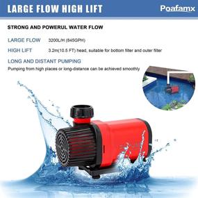 img 1 attached to 🐠 Poafamx 845GPH Aquarium Water Pump: Powerful Submersible Pump with Controller, Ideal for Fish Tanks, Ponds, Fountains, and Hydroponics - 3200L/H, 3.2M Lift, Saltwater/Freshwater Compatible - 110V