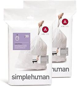 img 1 attached to 🗑️ Custom Fit Trash Can Liner A by simplehuman: 4.5 Liters / 1.2 Gallons, 30-Count (Pack of 2)