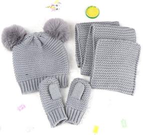 img 2 attached to Stylish Winter Beanie Mittens Knitted Gaiter: Essential Girls' Accessories