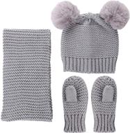 stylish winter beanie mittens knitted gaiter: essential girls' accessories logo