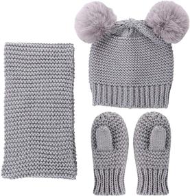 img 4 attached to Stylish Winter Beanie Mittens Knitted Gaiter: Essential Girls' Accessories