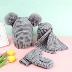 img 1 attached to Stylish Winter Beanie Mittens Knitted Gaiter: Essential Girls' Accessories