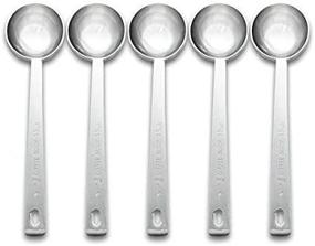 img 3 attached to Timoo Coffee Measuring Scoop Set of 5 - Stainless Steel 1 Tablespoon Long Handle Spoon for Coffee, Milk Powder, Fruit Powder