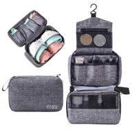 convenient hanging travel toiletry bag - lightweight cosmetics organizer with hook for women and men (gray) logo