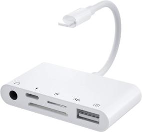 img 4 attached to 📱 5 в 1 набор для подключения камеры через USB OTG для iPhone с считывателем SD-карт, слотом для TF-карт и разъемом для наушников 3,5 мм - совместим с iPhone 13/12/12 Pro/11/11 Pro/X/8, поддерживает iOS 9.2-15
