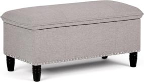 img 4 attached to 🛋️ Simpli Home Emily Ottoman: 39 inch Wide Lift Top Storage in Cloud Grey Linen Look Fabric - Spacious and Stylish for Living Room, Entryway & Bedroom