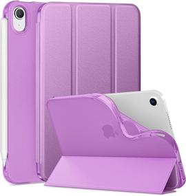 img 4 attached to DTTO iPad Mini 6 Case, Smart Trifold Stand Cover Soft TPU Translucent Frosted Back Auto Wake/Sleep, Purple - Fits 8.3 Inch 2021 iPad Mini