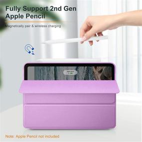 img 2 attached to DTTO iPad Mini 6 Case, Smart Trifold Stand Cover Soft TPU Translucent Frosted Back Auto Wake/Sleep, Purple - Fits 8.3 Inch 2021 iPad Mini