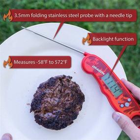 img 3 attached to 🔥 Waterproof Grilling and Baking Thermometer - Instant Read Meat Thermometer with Folding Stainless Steel Temperature Probe - Flames Design - BBQ Dragon