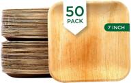 🍽️ raj palm leaf plates [50-pack] 7-inch square bamboo-like disposable plates - decorative, strong, compostable tableware for wedding, lunch, dinner, birthday, camping, bbq, picnic logo