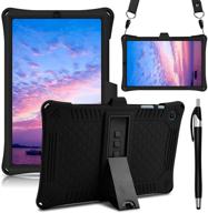 📱 detuosi silicone case for samsung galaxy tab s6 lite: 10.4 inch protective cover for kids with stylus pen & strap - black (2020 release) logo