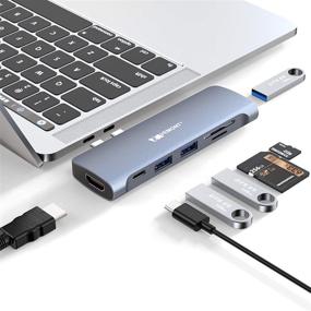 img 4 attached to 🔌 VEMONT 7-в-2 USB C хаб для MacBook: Thunderbolt 3, PD 100W, 4K HDMI, 3 USB 3.0, SD/TF кард-ридер, док-станция для MacBook Pro/Air