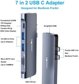 img 3 attached to 🔌 VEMONT 7-in-2 USB C Hub for MacBook: Thunderbolt 3, PD 100W, 4K HDMI, 3 USB 3.0, SD/TF Card Reader, MacBook Pro/Air Docking Station