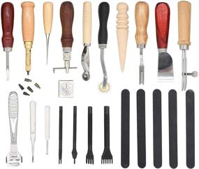 img 4 attached to 🧵 Rain King 18Pcs Leather Stitching Working Tools Kit: Ideal for DIY Leather Craft Projects, Stitching, Punching, Cutting, and Sewing - Perfect Leathercraft Tools