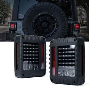 img 4 attached to 🔴 Красный задний светодиодный фонарь Xprite для Jeep Wrangler JK JKU 2007-2018 | Прозрачная оптика, совместимая с поворотником и резервированием