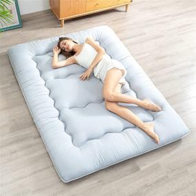 img 3 attached to 🛏️ HIGOGOGO Traditional Japanese Futon Mattress: Thick Floor Sleeping Mat, Portable Grey Bed for Camping & Guests