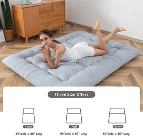 img 1 attached to 🛏️ HIGOGOGO Traditional Japanese Futon Mattress: Thick Floor Sleeping Mat, Portable Grey Bed for Camping & Guests