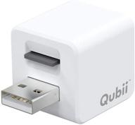 🍎 [apple certified] qubii фотохранилище для iphone & ipad, автоматическое резервное копирование фотографий и видео, фото стик [microsd карта не включена - белый] логотип