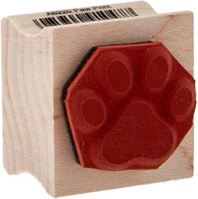 img 1 attached to Hero Arts Paw Print Wood Stamp: Vibrant Red Rubber Design for Crafting and Scrapbooking