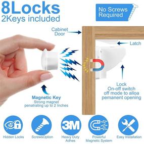img 3 attached to 🔒 8-Pack Magnetic Cabinet and Drawer Locks for Kitchen Childproofing - SVsunvo Baby Child Safety Magnetic Cabinet Latches