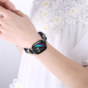 img 2 attached to Лента для Fitbit Sense/Versa 3 "Liwin Scrunchies Bands" - женский эластичный напечатанный ремешок, запасная резинка для ношения на запястье для умных часов Sense/Versa 3.