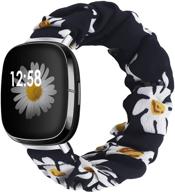 лента для fitbit sense/versa 3 "liwin scrunchies bands" - женский эластичный напечатанный ремешок, запасная резинка для ношения на запястье для умных часов sense/versa 3. логотип