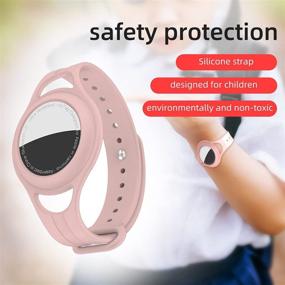 img 2 attached to 🔒 2021 Mutural AirTag Case: Soft Silicone Cover for Apple AirTag, Lightweight Anti-Lost Bands for Kids - Pink