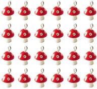 🍄 30 resin mushroom pendant charms for jewelry making - diy craft supplies for necklace, bracelet, earrings, keychain - 12mm red logo