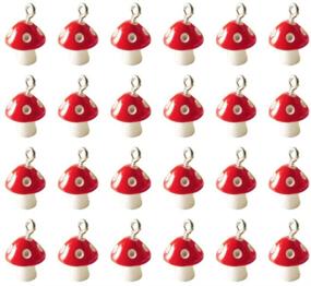 img 4 attached to 🍄 30 Resin Mushroom Pendant Charms for Jewelry Making - DIY Craft Supplies for Necklace, Bracelet, Earrings, Keychain - 12mm Red