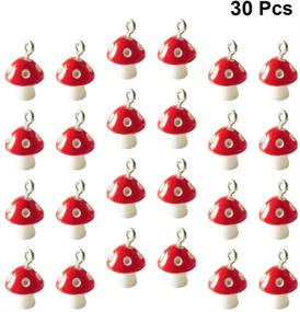 img 3 attached to 🍄 30 Resin Mushroom Pendant Charms for Jewelry Making - DIY Craft Supplies for Necklace, Bracelet, Earrings, Keychain - 12mm Red