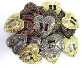 img 2 attached to Heart-Shaped Conchos with Mixed Finishes; Slotted; Set of 24