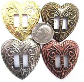 img 1 attached to Heart-Shaped Conchos with Mixed Finishes; Slotted; Set of 24