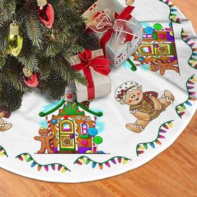 img 1 attached to 🎄 48&#34; Gingerbread Candy Holiday Pattern Christmas Tree Skirt - Large White Xmas Tree Mat for Party Ornament Rustic Farmhouse Decorations