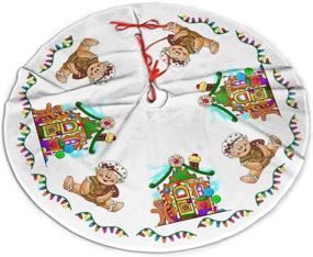 img 4 attached to 🎄 48&#34; Gingerbread Candy Holiday Pattern Christmas Tree Skirt - Large White Xmas Tree Mat for Party Ornament Rustic Farmhouse Decorations