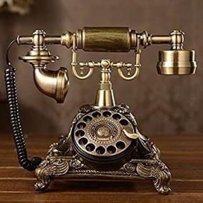 img 4 attached to Vintage-Style Rotary Dial Telephone - XICHEN Resin Imitation Copper, Ideal for Home and Office, Retro Old-Fashioned Design