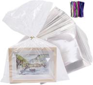 🎁 clear flat cellophane treat bags - 100 pcs, 12x16 size, ideal for gift wrapping, bakery, cookies, candies, desserts, party favors, complete with color twist ties! logo