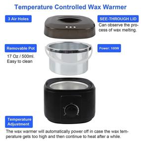 img 3 attached to 🔥 Wax Warmer for Hair Removal - Full Body Waxing Pot for Women and Men, Ideal for Legs, Face, Eyebrows, Bikini, Underarms, Back, and Chest – Paraffin Wax Machine at Home – Sleek Black Design